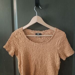 DKNY Women's Short Sleeve Textured Top - Tan